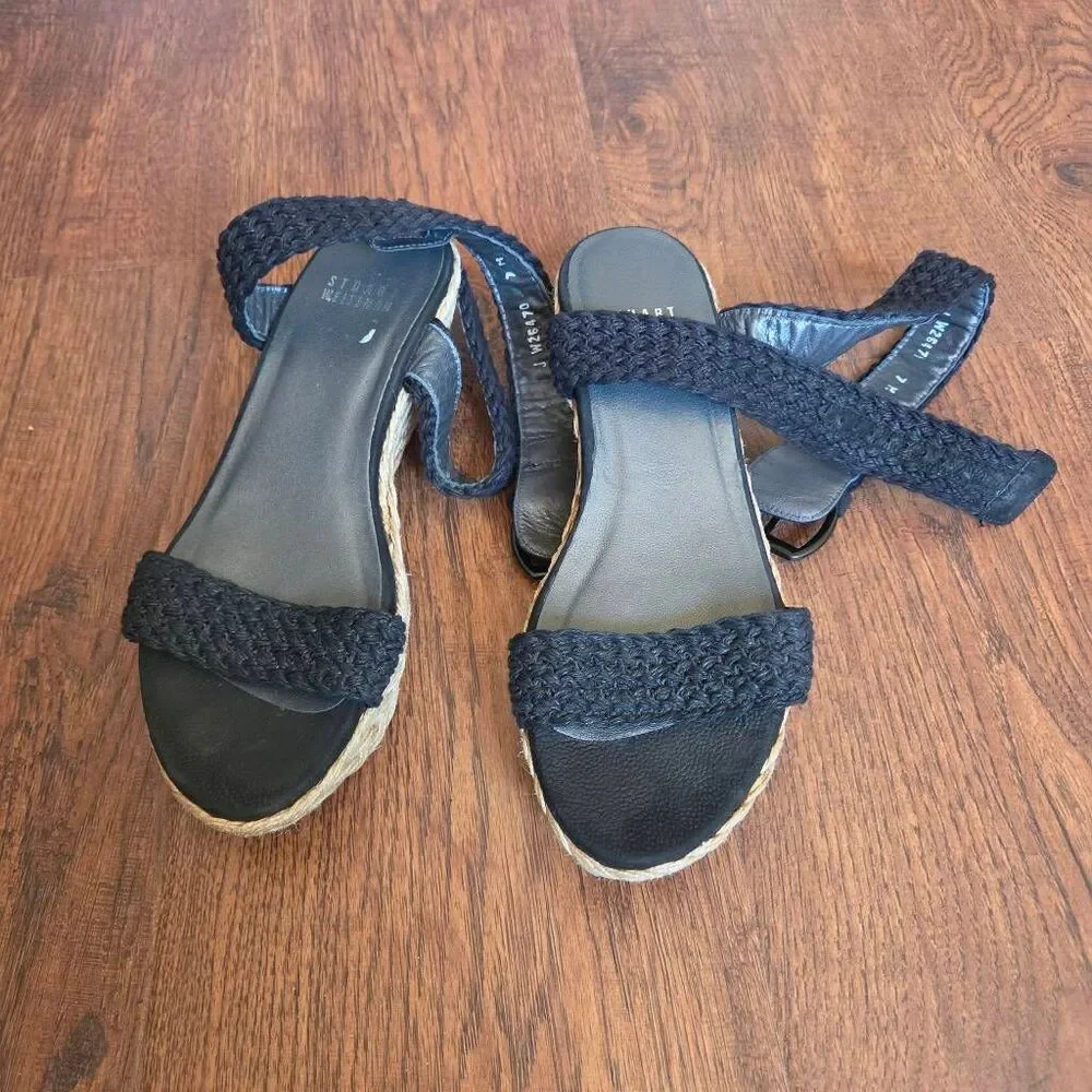 Stuart Weitzman Alexio Crochet Wedge Jute Espadrilles